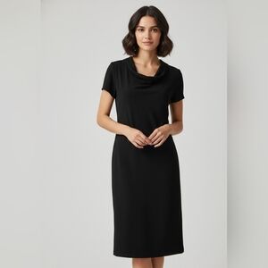 Vintage Venessa Stevens Little Black Dress | Cowl Neck A-Line | Size 16